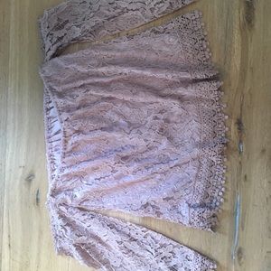 Mauve Off The Shoulder Lace Top